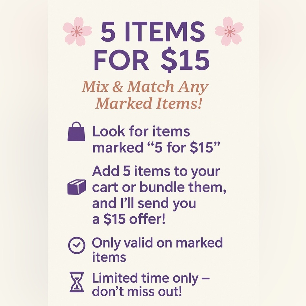🌸🌸 5 for $15 🌸🌸
